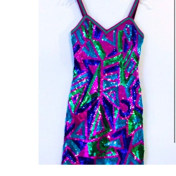 Laurence Kazar Vintage Sequined Mini Dress Size Small - Picture 1 of 7